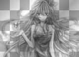 Luka Megurine black white grey frame (by vampirgirlie96)