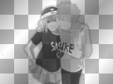Naruto and Sakura - We love you Sasuke black white grey frame (by vampirgirlie96)
