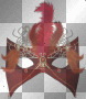 mask feather red gold orangel carnival
