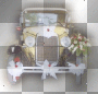 vintage car with flowers ribbon bow wedding