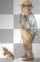 personnage homme papy chien -c
