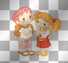 girl and boy with hearts