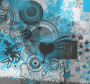 Blue, White Emo Heart Background