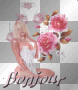 bonjour! blonde sexy rose fleurs feuilles.²u