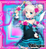 blue pink anime girl