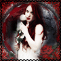 Red,white and black goth-Gothic Woman with rose