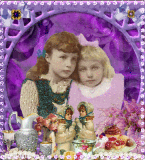 Lillian and Elsie in purple