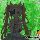 °•.°•.anime fox girl green and black.°.•