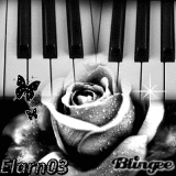 Black And White - Piano - Rose - Butterfly - Elarn03