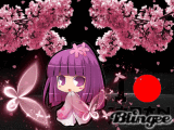 little Girl anime in the flower and Butterfly 