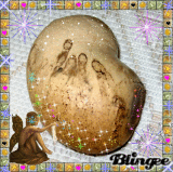 GENUINE OAK GALL WITH MOTHER MARY- ANGELS LOOKING DOWN AT JESUS