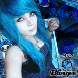 Amber on blue