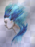 woman seaside underwater sea background draw