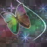 multi colored butterfly with stars background