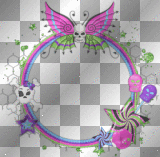 Pink Blue Skull Wings Star Emo Frame_²u