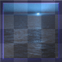 Blue Seascape Waves Full Moon Frame