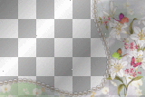 White Pearls Flowers Butterfly Frame Border__