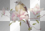 Bird on Branch Pink Flowers_