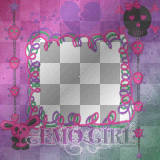 Pink Blue Emo Girl Skull Emo Frame Border_