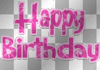 animated text Happy Birthday pink glitter 