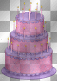 Purple and Pink Birthday Party Cake With Candles