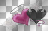 Pink and Black Angel and Devil Hearts