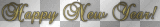 Text Quote Transparent Happy New Year script Gold
