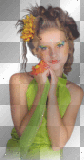 soave woman flowers green orange