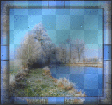 Blue Winter Landscape Lake  Background Frame Border_