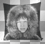 BACKGROUND PILLOW WOMAN WINTER BLACK WHITE ART TRANSPARENT