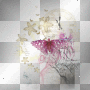 Background pink vintage flowers butterfly clock
