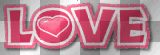 PINK WHITE LOVE TEXT HEART