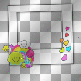 EMO SCRAP FRAME  HEART CLOUD RAINBOW