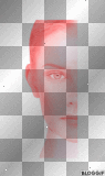 artemia transparent woman-half-face red