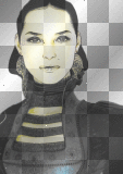 artemia transparent woman-design-buste black-yellow