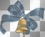 CHRISTMAS BELL GOLD BOW BLUE