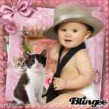 Sweet baby with cat