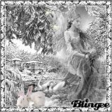 Fee und Tiere im romantischen Winter