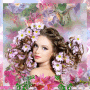 Spring Woman With Pink Flowers