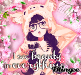 i see beauty in everithing anime girl pink