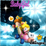 Baby Peach and Baby Daisy with fish car in ice glitter blue