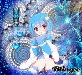 Blue girl and butterfly