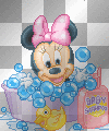 baby minny in the bath