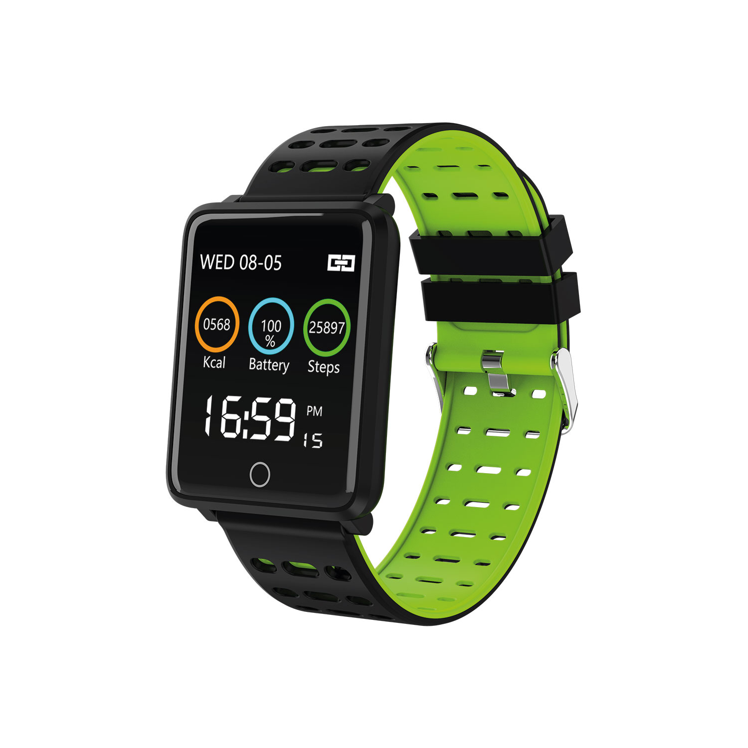 Ripley - RELOJ DEPORTIVO INTELIGENTE RI06 WATERPROOF PULSÓMETRO NEGRO/VERDE