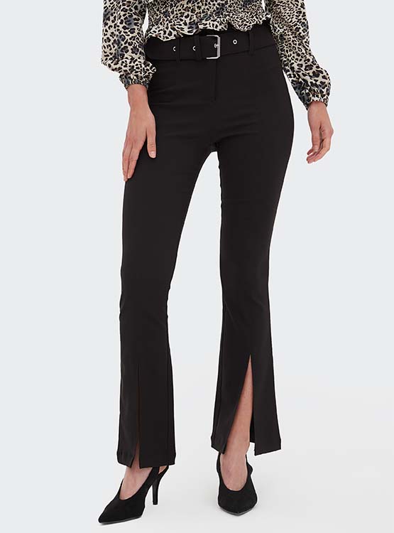 Pantalones cortos de cuero con cinturón de cuero sintético negro elegante -  BE NOBLE