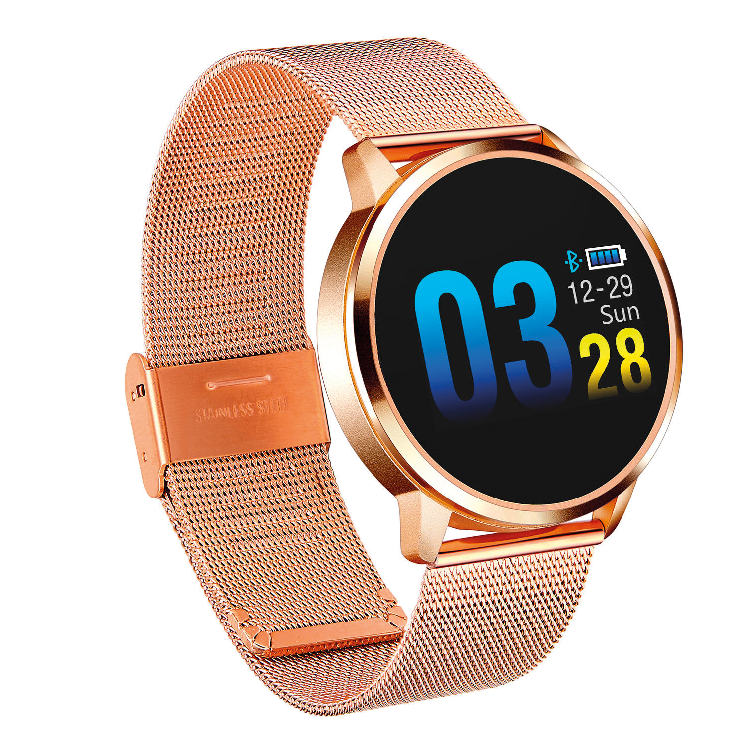 Ripley - SMARTWATCH MASTERLIFE RI08 DORADO CORREA METÁLICA