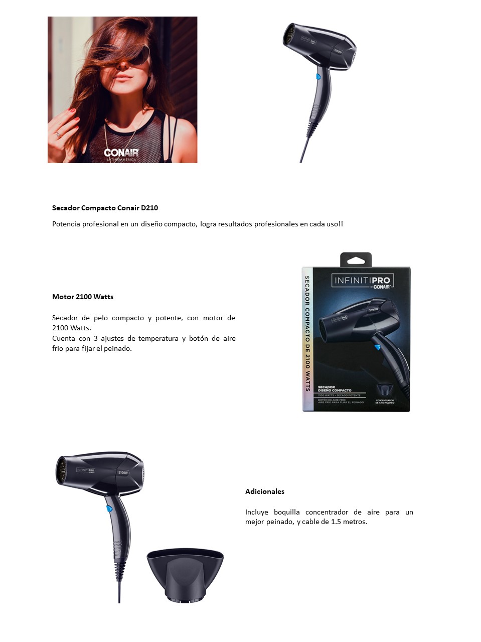 Ripley - SECADOR DE PELO COMPACTO MOTOR 2100 W CONAIR D210