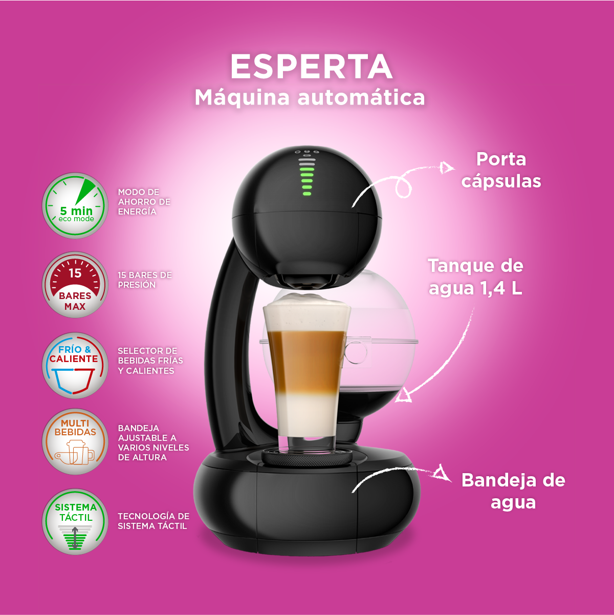 Ripley - CAFETERA DE CÁPSULAS AUTOMÁTICA NESCAFÉ® DOLCE GUSTO® ESPERTA BLACK