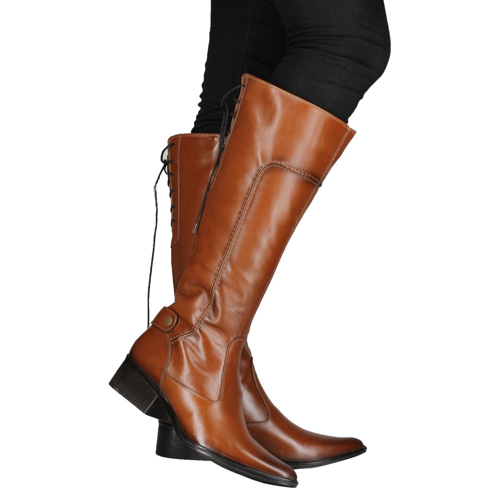 Ripley - BOTA CUERO MUJER CAFÉ CLARO