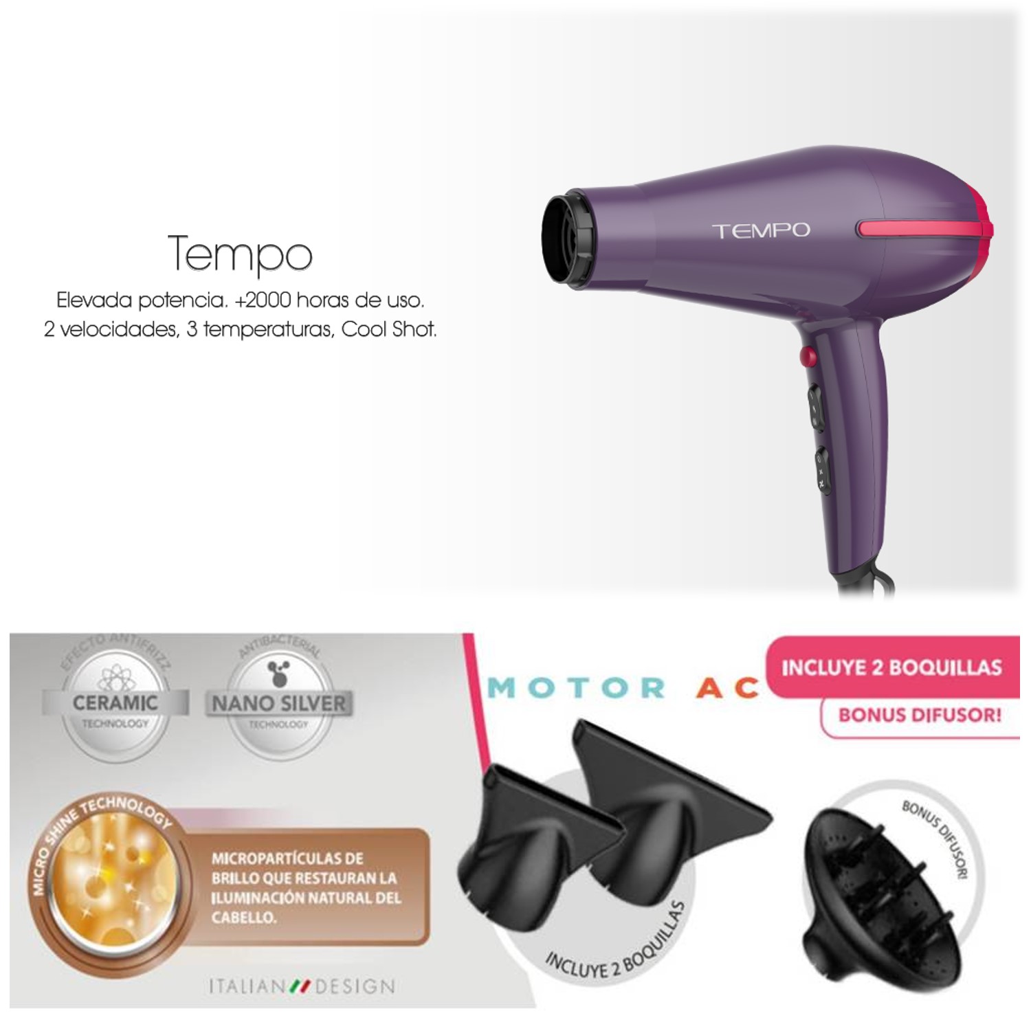 Ripley - SECADOR DE PELO GAMA TEMPO 2200 WATTS
